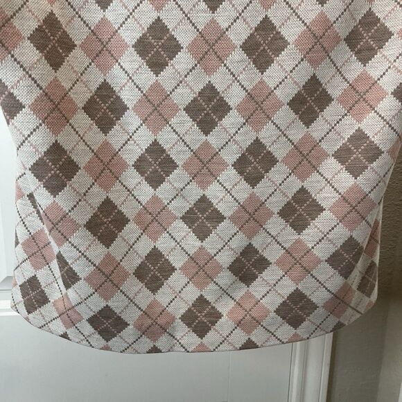 Center Stage Vintage Button Up Sleeveless Vest Argyle Pink Diamond Womens Size S - Picture 7 of 8